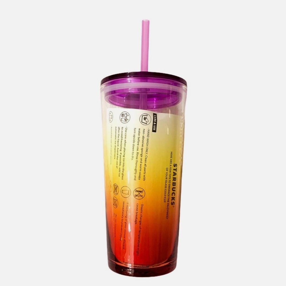 Starbucks Red Yellow Ombre Sunset Glass Tumbler - Picture 6 of 11